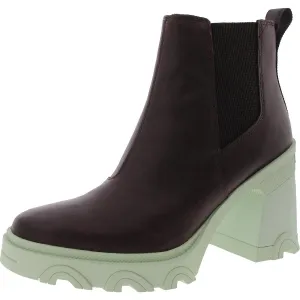 1951901203 Womens Block Heel Leather Chelsea Boots