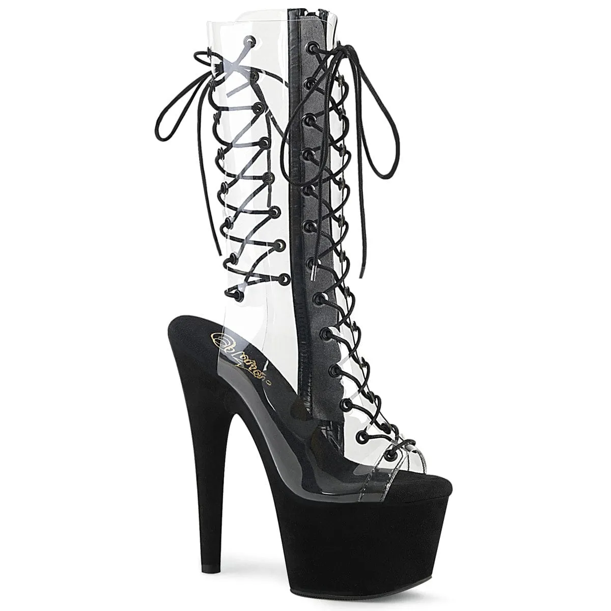 ADORE-700-60FS Clear/Black Faux Suede