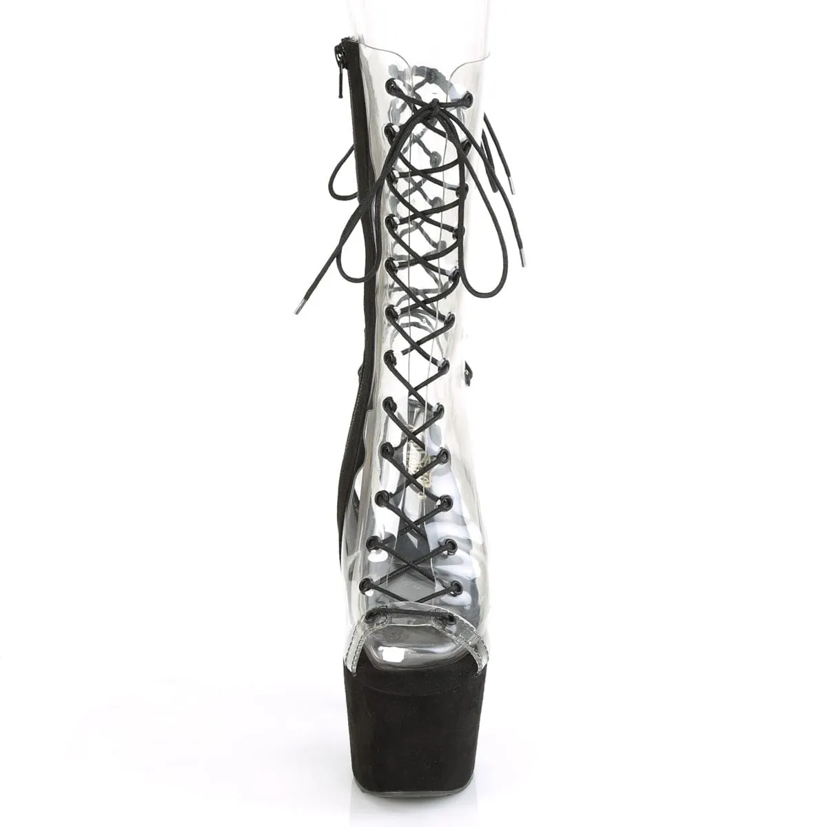 ADORE-700-60FS Clear/Black Faux Suede