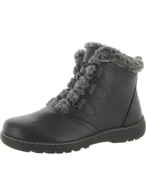 AGNES Womens Faux Leather Faux Fur Lined Winter & Snow Boots