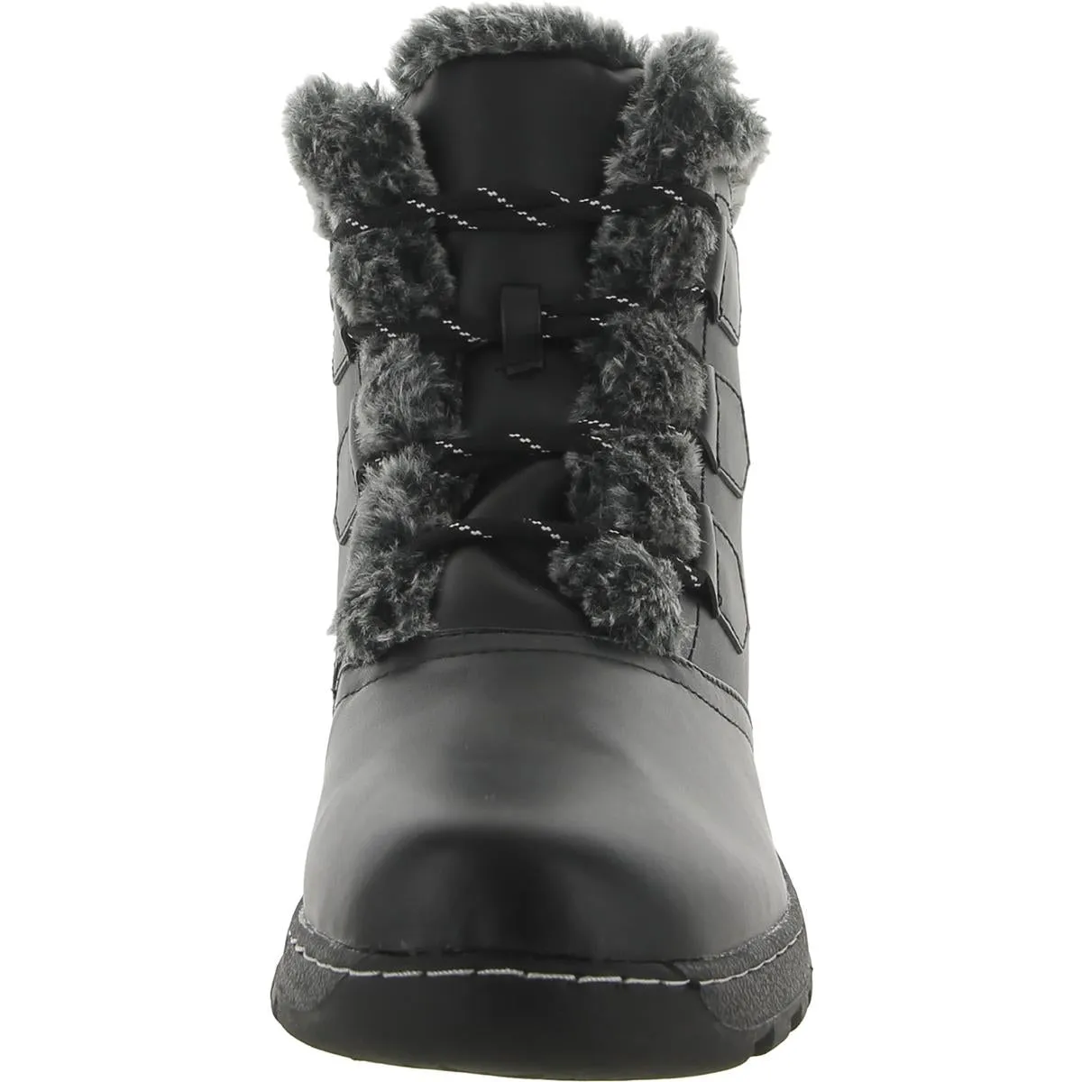 AGNES Womens Faux Leather Faux Fur Lined Winter & Snow Boots