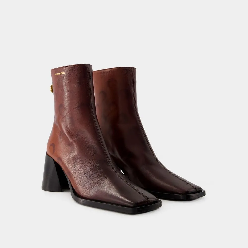 Airbrushed Crafted Ankle Boots - Leather - Brown