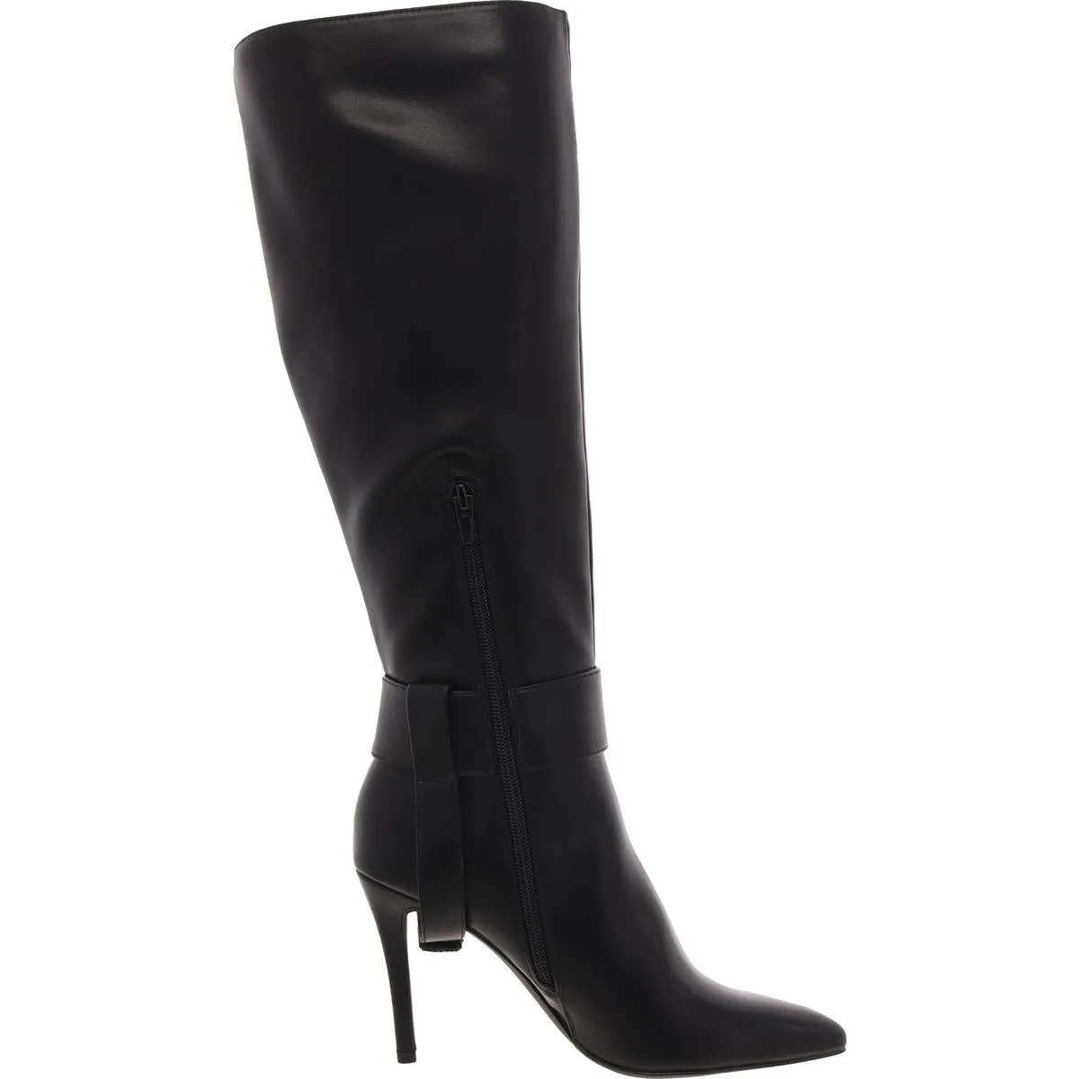 Aiyda Womens Buckle Faux Leather Knee-High Boots