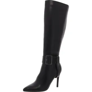 Aiyda Womens Buckle Faux Leather Knee-High Boots