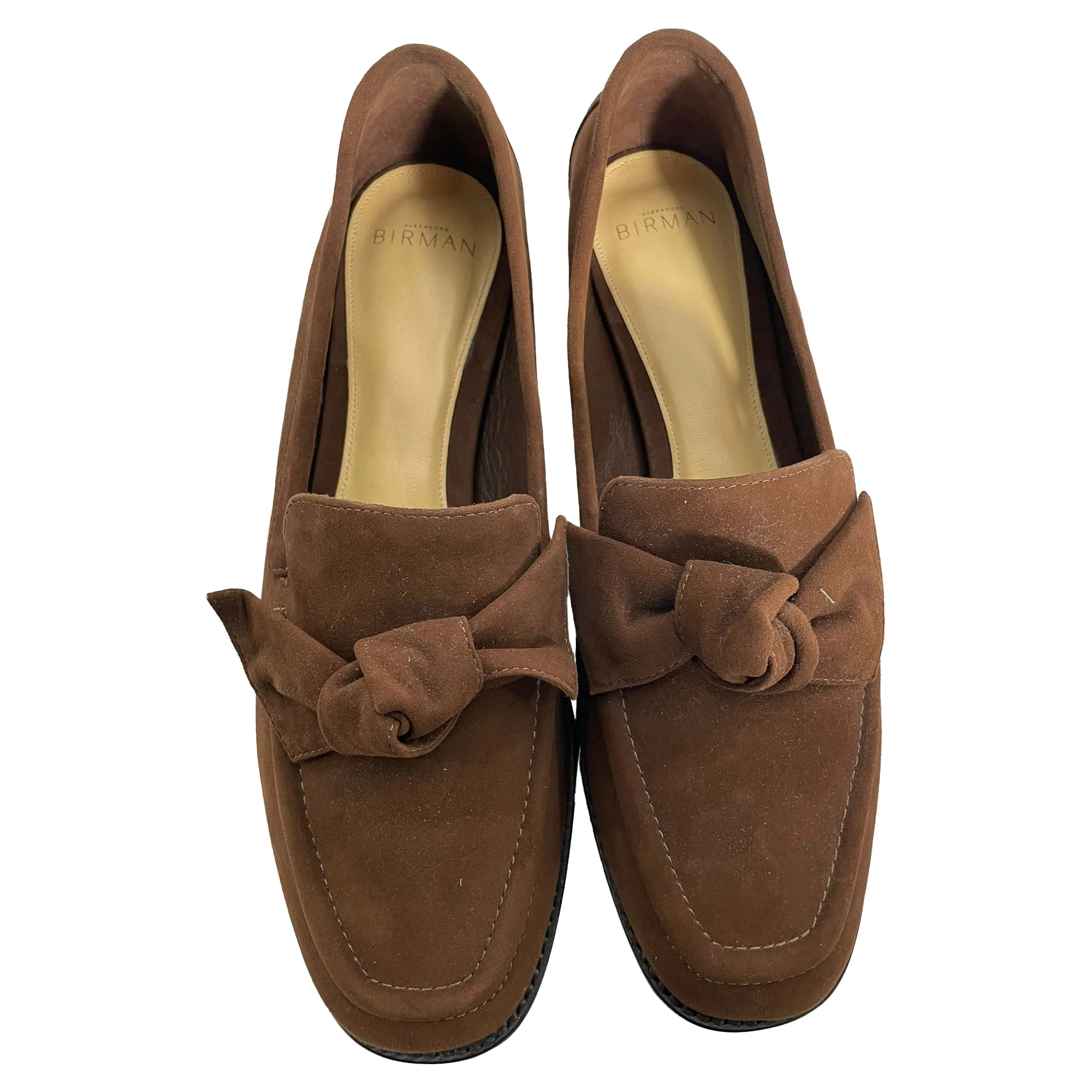 Alexandre Birman Clarita Bow Loafers in Brown Suede