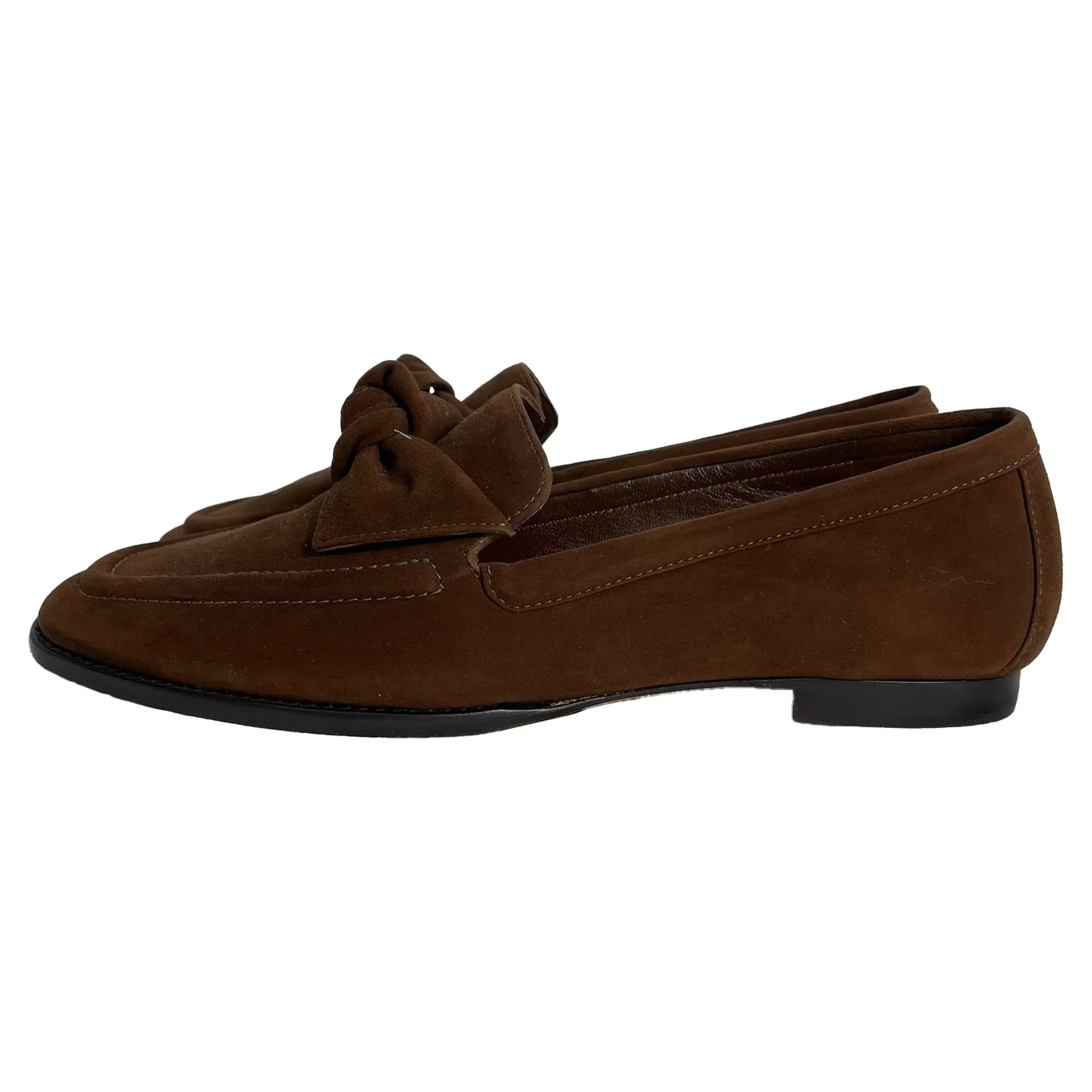 Alexandre Birman Clarita Bow Loafers in Brown Suede