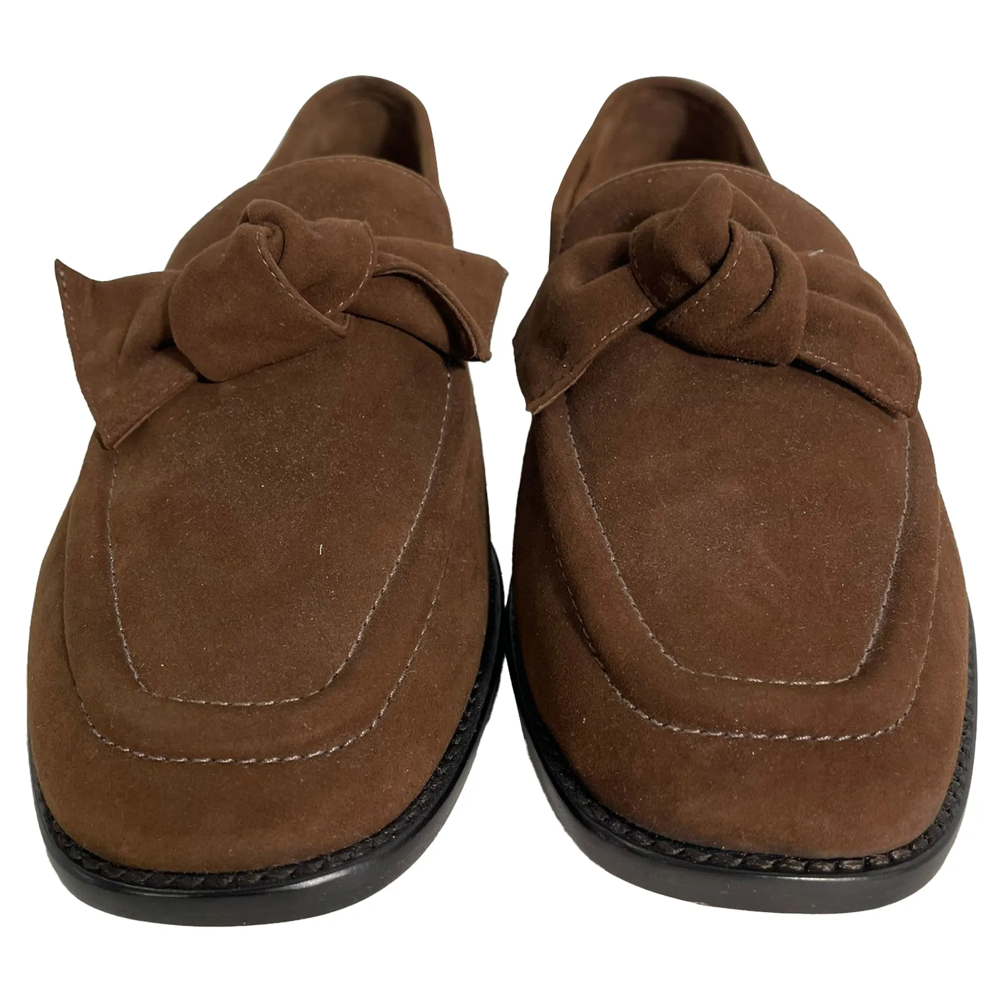 Alexandre Birman Clarita Bow Loafers in Brown Suede