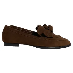 Alexandre Birman Clarita Bow Loafers in Brown Suede