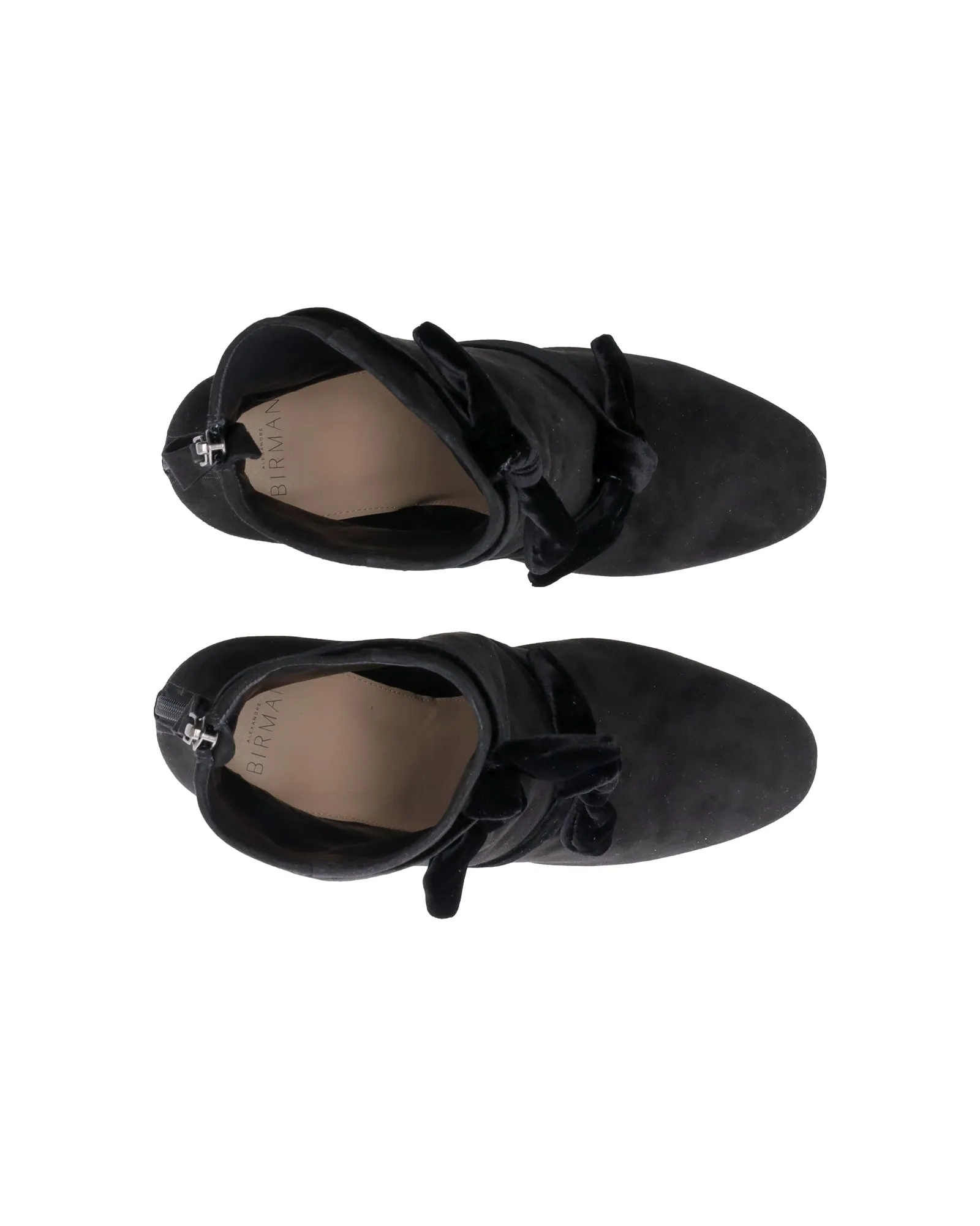 Alexandre Birman Lorraine Bow-Tie Ankle Boots in Black Suede