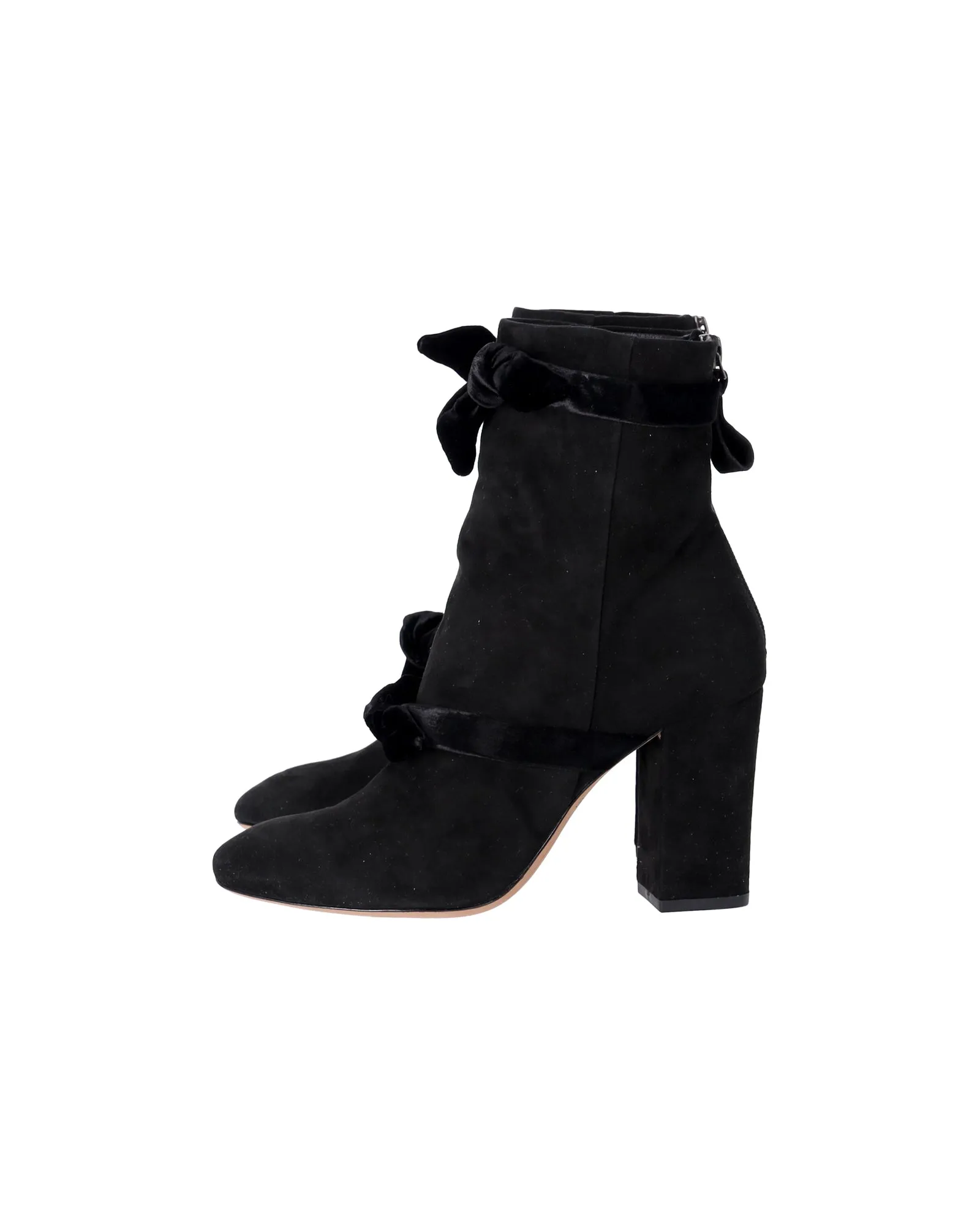 Alexandre Birman Lorraine Bow-Tie Ankle Boots in Black Suede