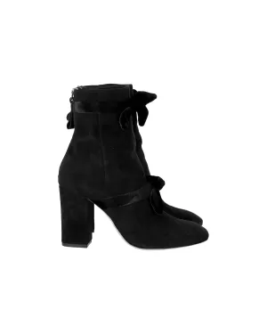 Alexandre Birman Lorraine Bow-Tie Ankle Boots in Black Suede
