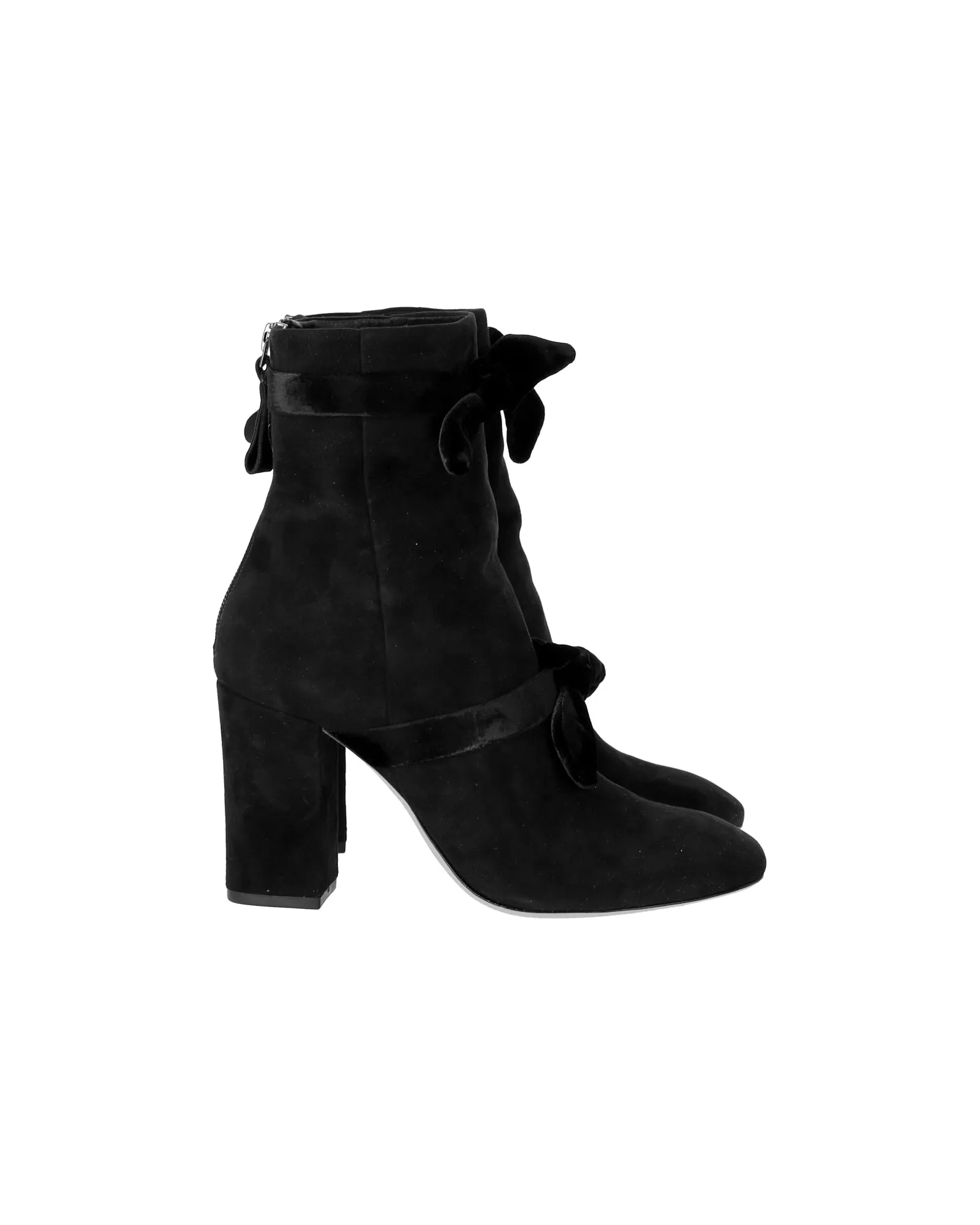 Alexandre Birman Lorraine Bow-Tie Ankle Boots in Black Suede