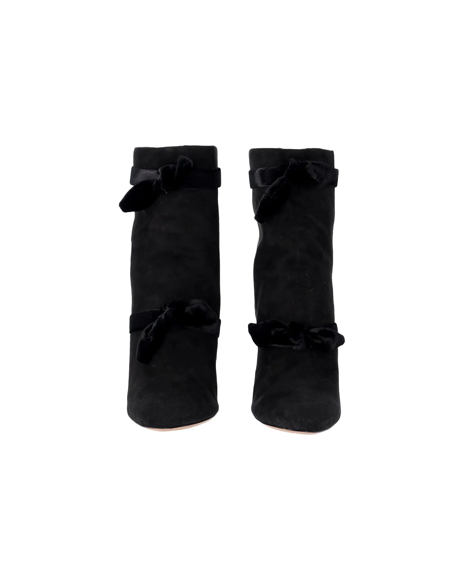 Alexandre Birman Lorraine Bow-Tie Ankle Boots in Black Suede