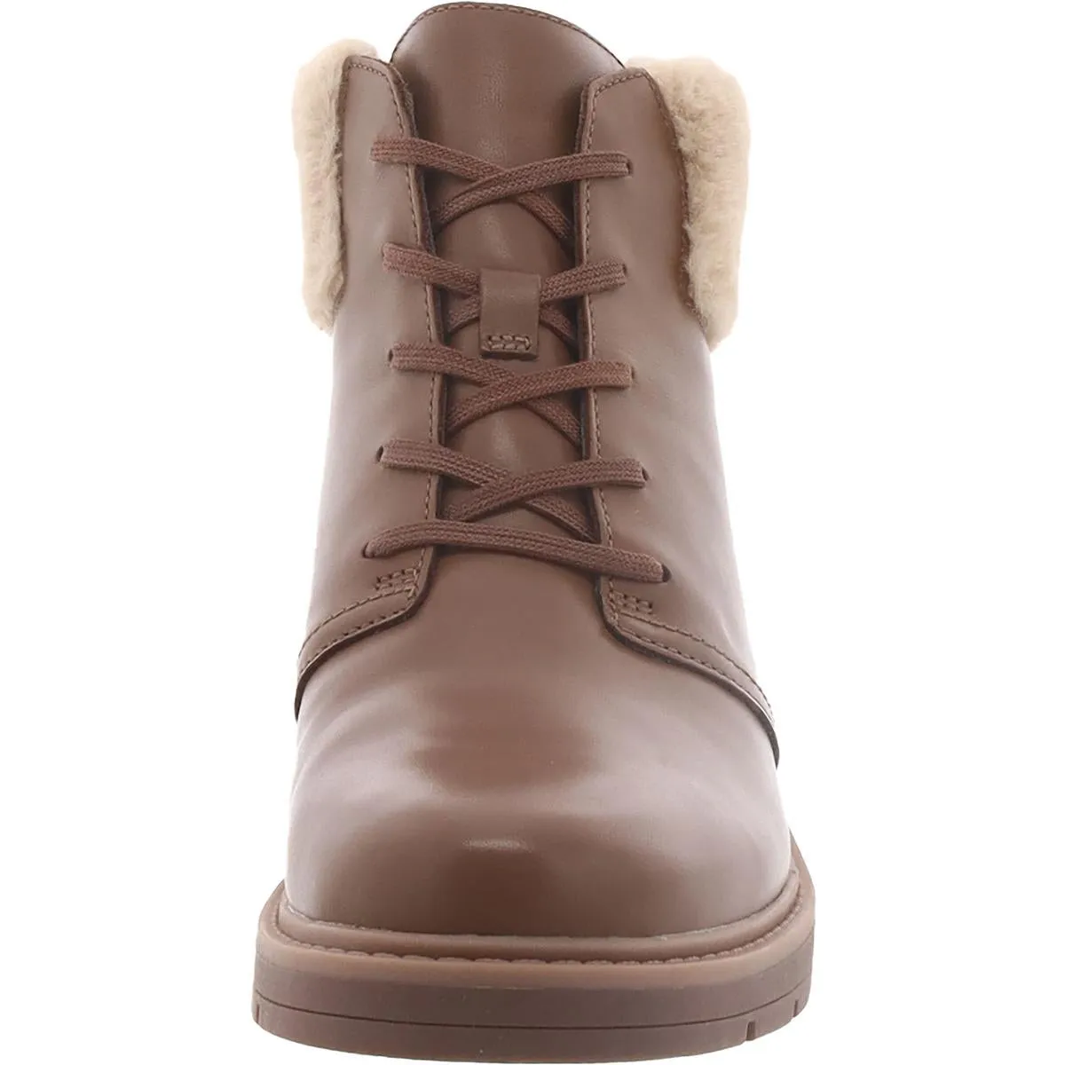 Andie Mae Womens Leather Faux Fur Trim Ankle Boots