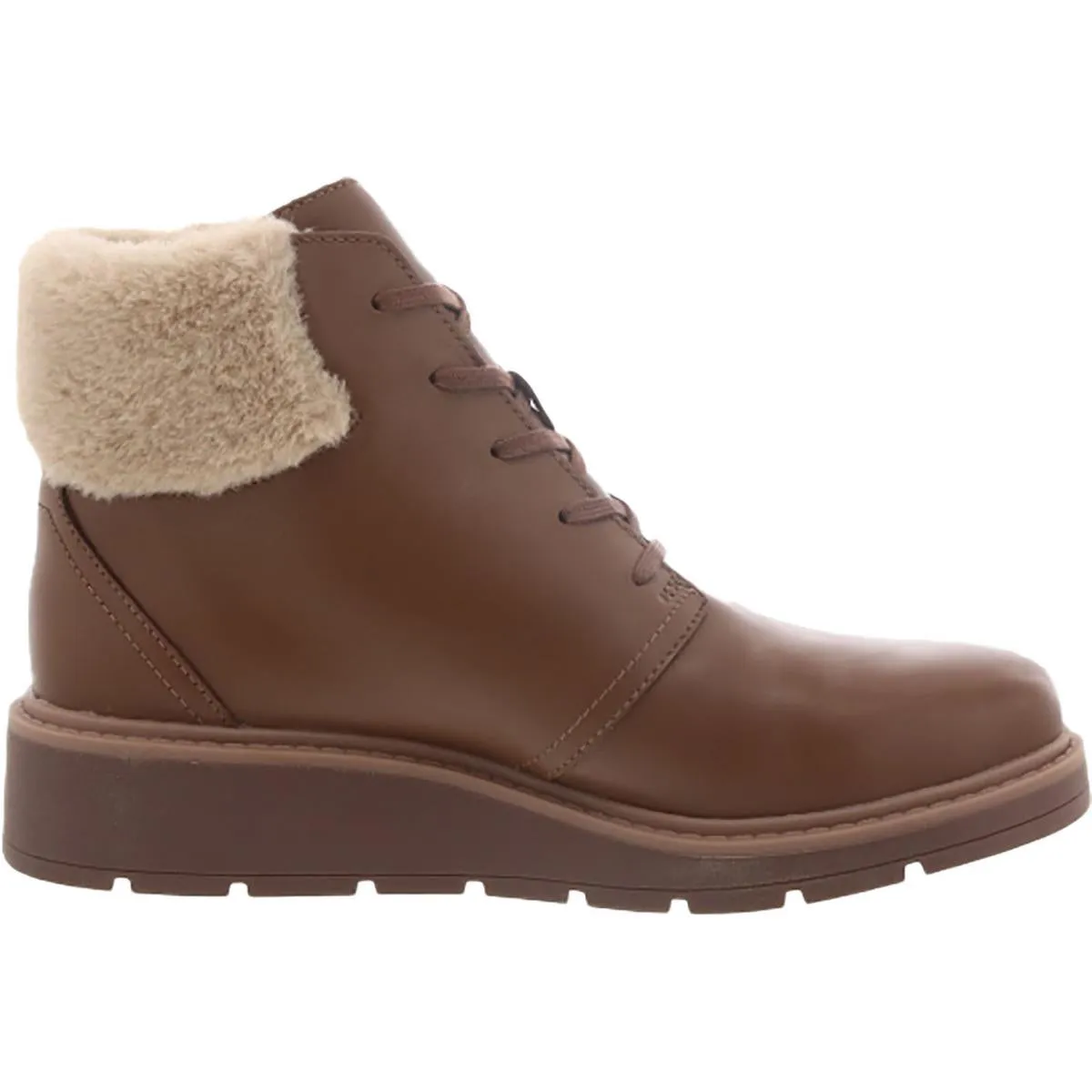 Andie Mae Womens Leather Faux Fur Trim Ankle Boots