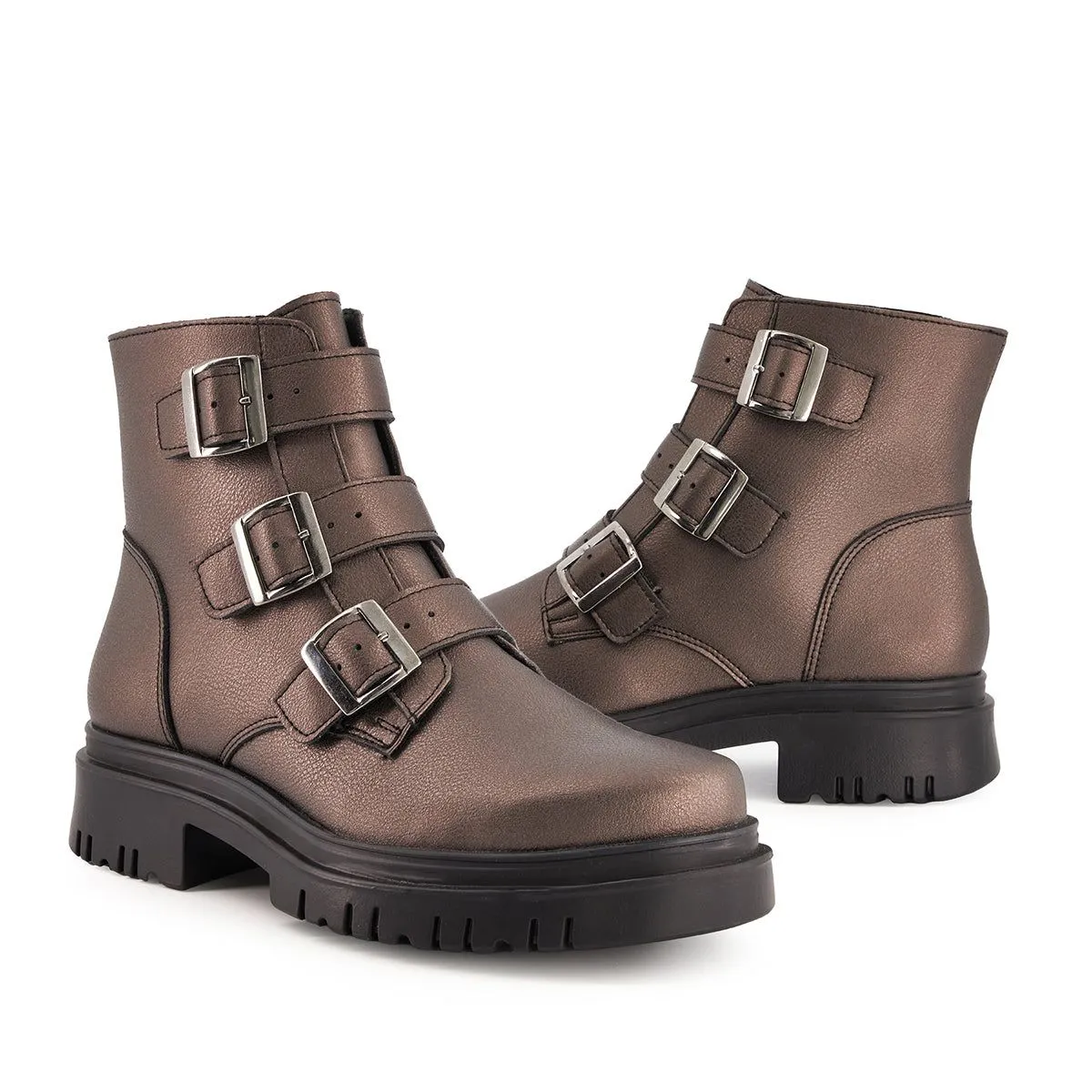 Andrea Triple Buckle Combat Boots