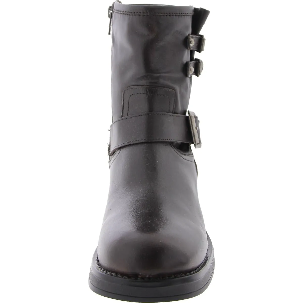 Archie Womens Block Heel Side Zipper Motorcycle Boots