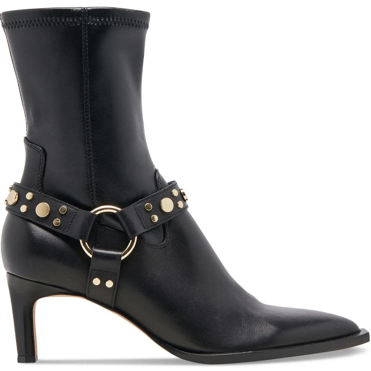 AryaStud Womens Buckle Leather Booties