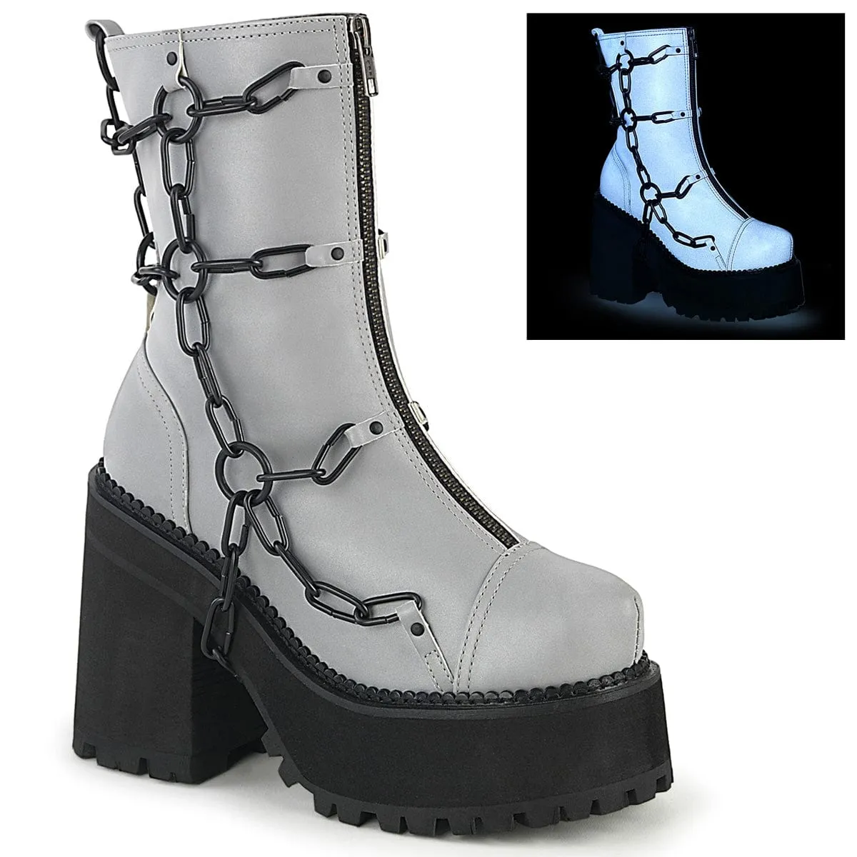ASSAULT-66 Grey Reflective Vegan Leather