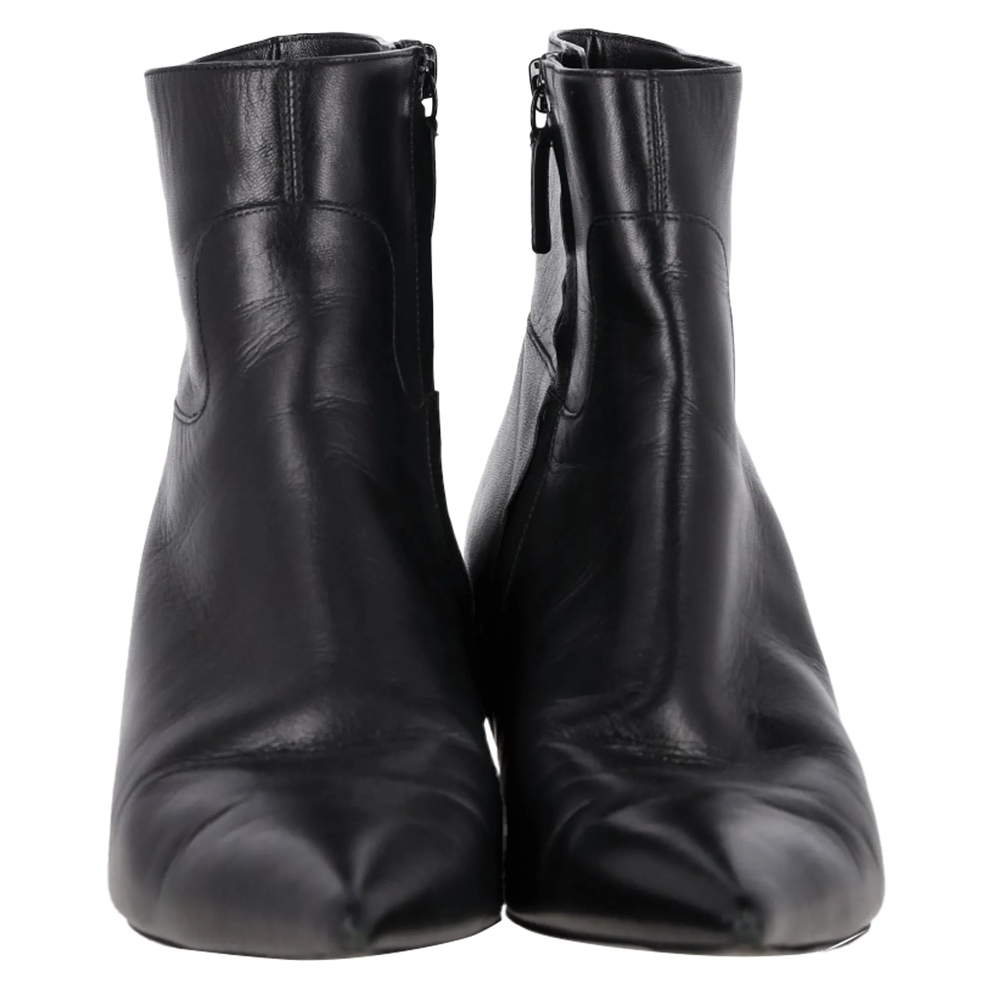 Balenciaga Slash Heel Boots in Black Leather