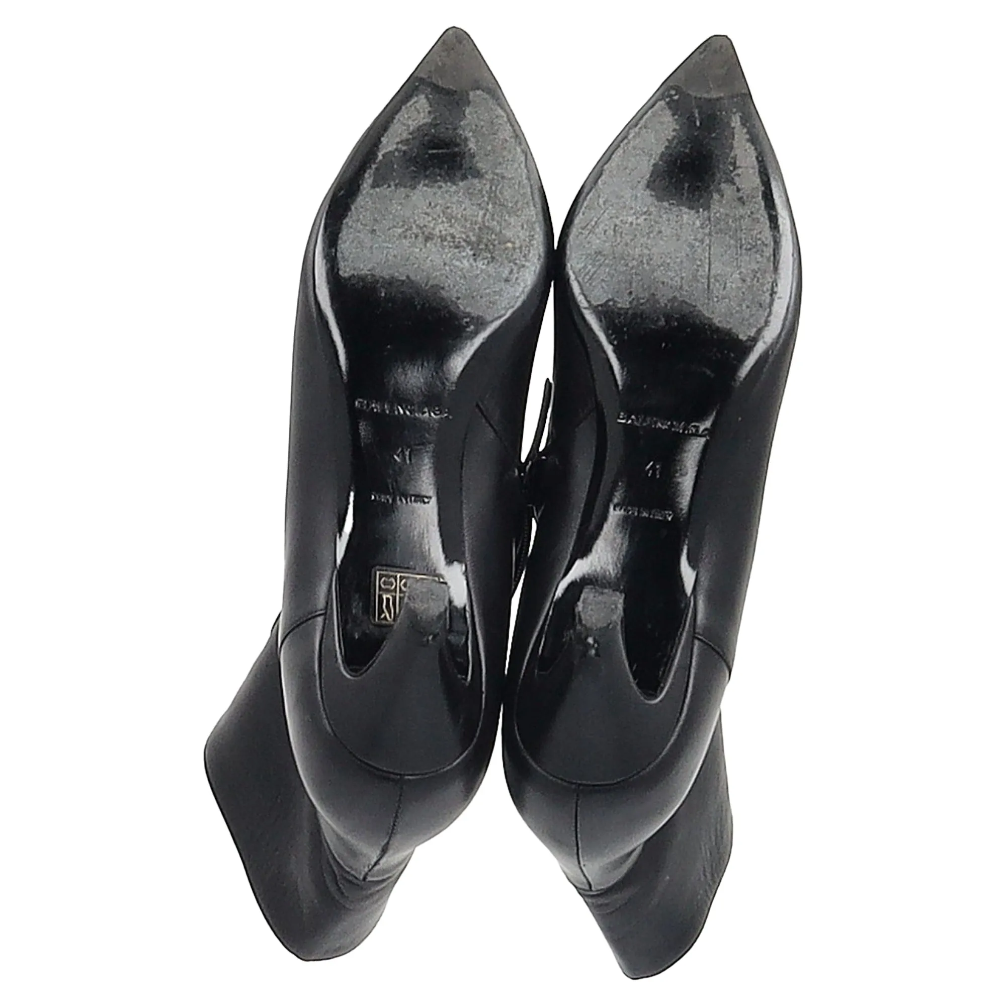 Balenciaga Slash Heel Boots in Black Leather