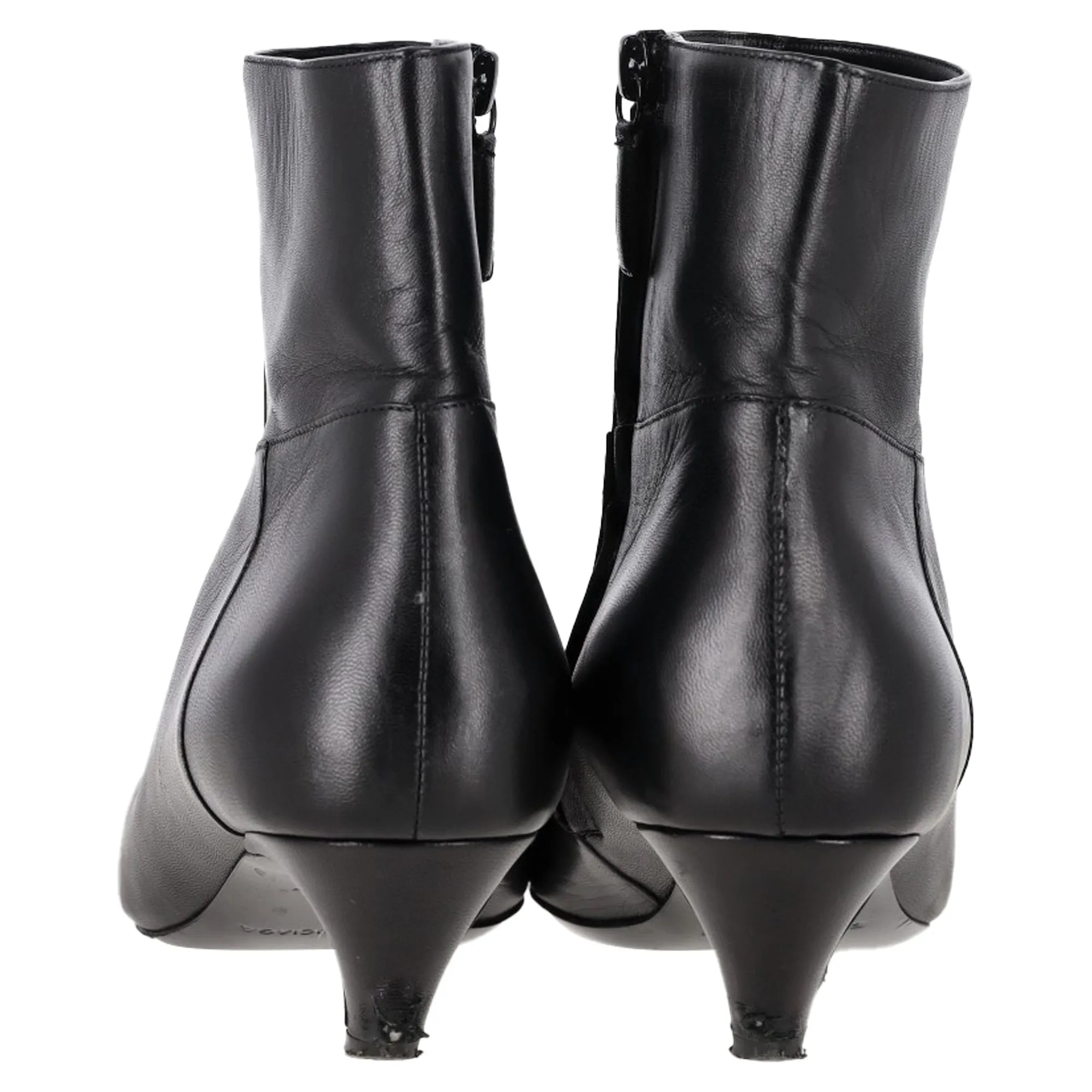 Balenciaga Slash Heel Boots in Black Leather