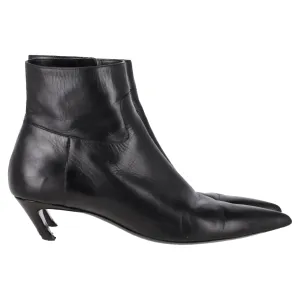 Balenciaga Slash Heel Boots in Black Leather