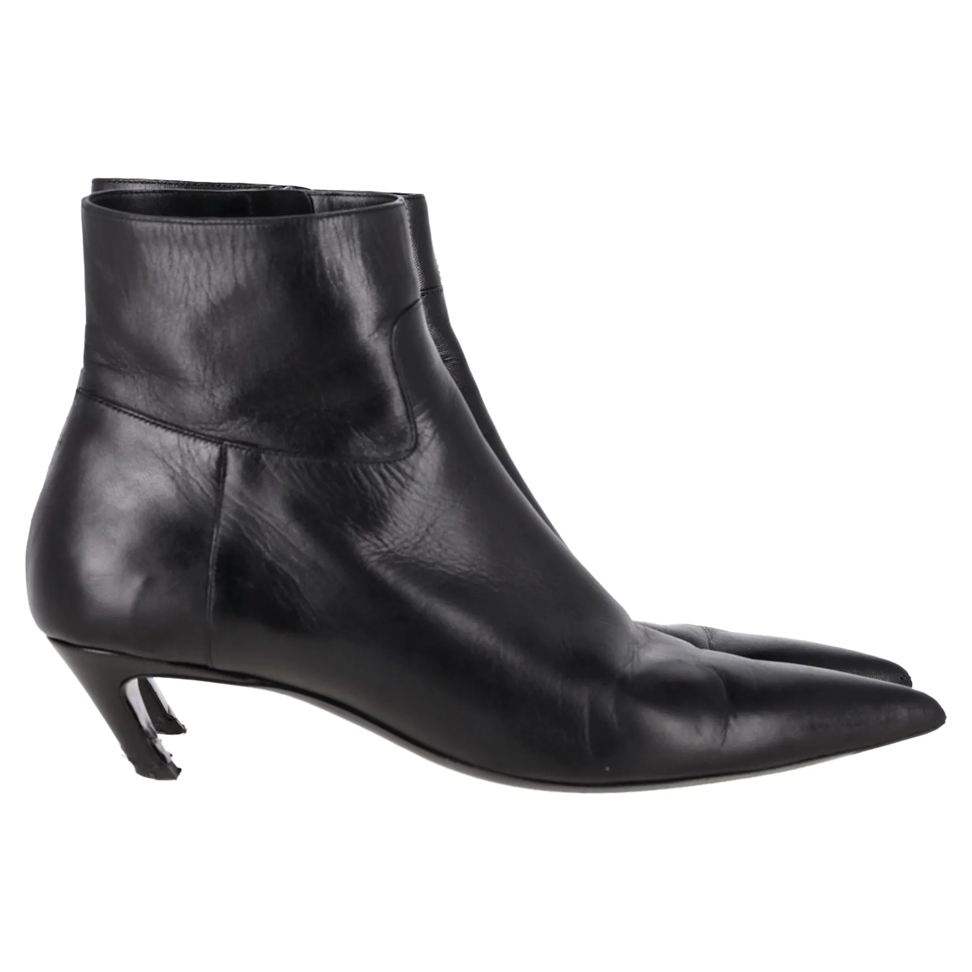 Balenciaga Slash Heel Boots in Black Leather