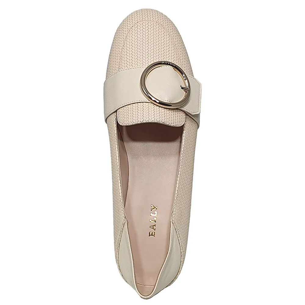 Bally Clariska 6301227 Women's Bone Embossed Leather Flats