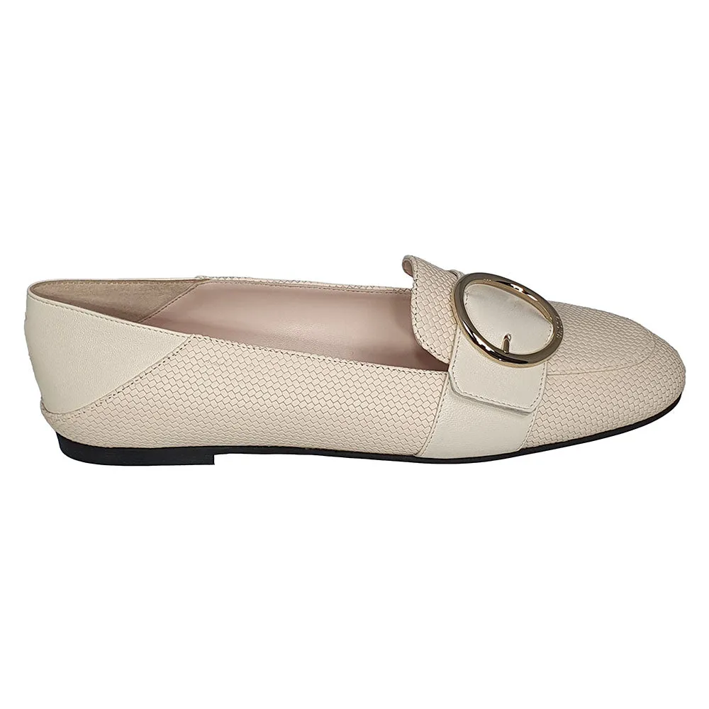 Bally Clariska 6301227 Women's Bone Embossed Leather Flats