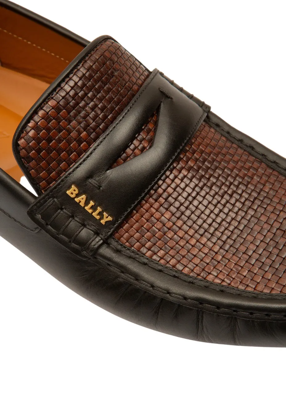 Bally Patrik 6300431 Men's Multibrown & Black Buffalo Leather Drivers