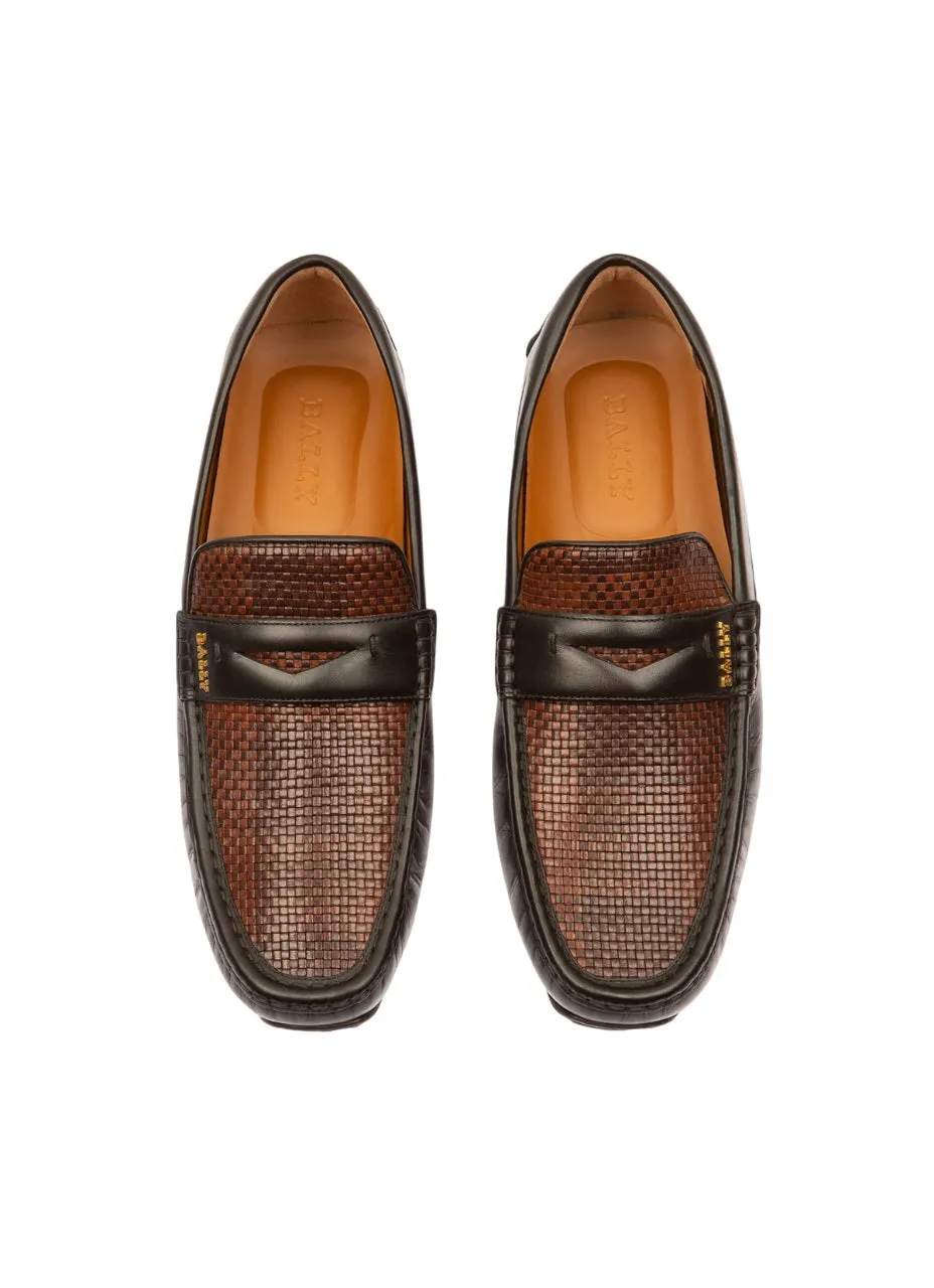 Bally Patrik 6300431 Men's Multibrown & Black Buffalo Leather Drivers