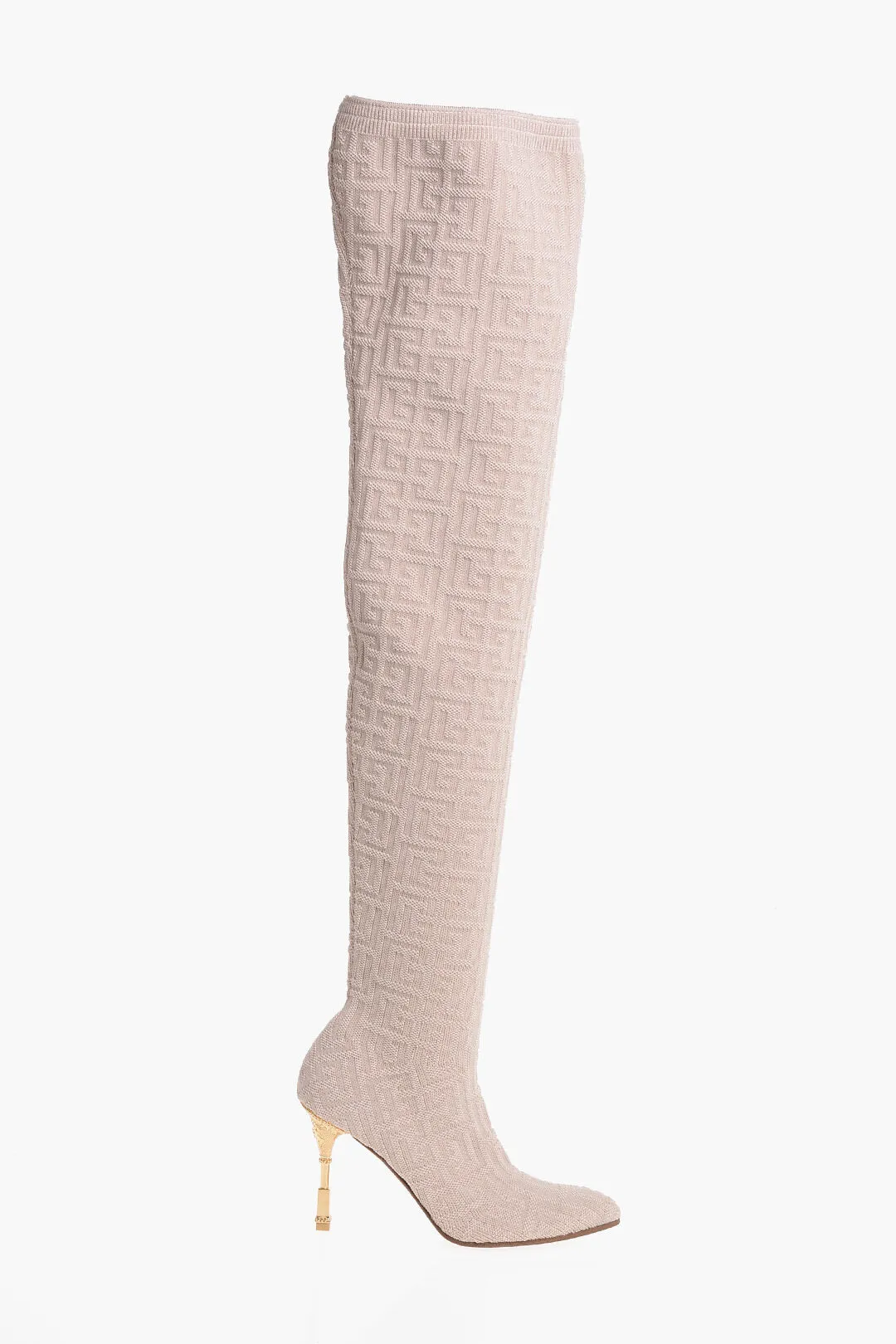 Balmain Monogrammed Over-The-Knee Boots