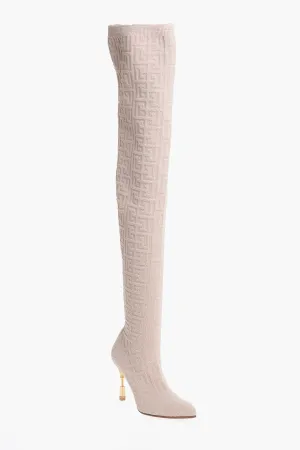 Balmain Monogrammed Over-The-Knee Boots