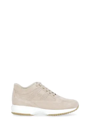 Beige Interactive Suede Leather Sneakers