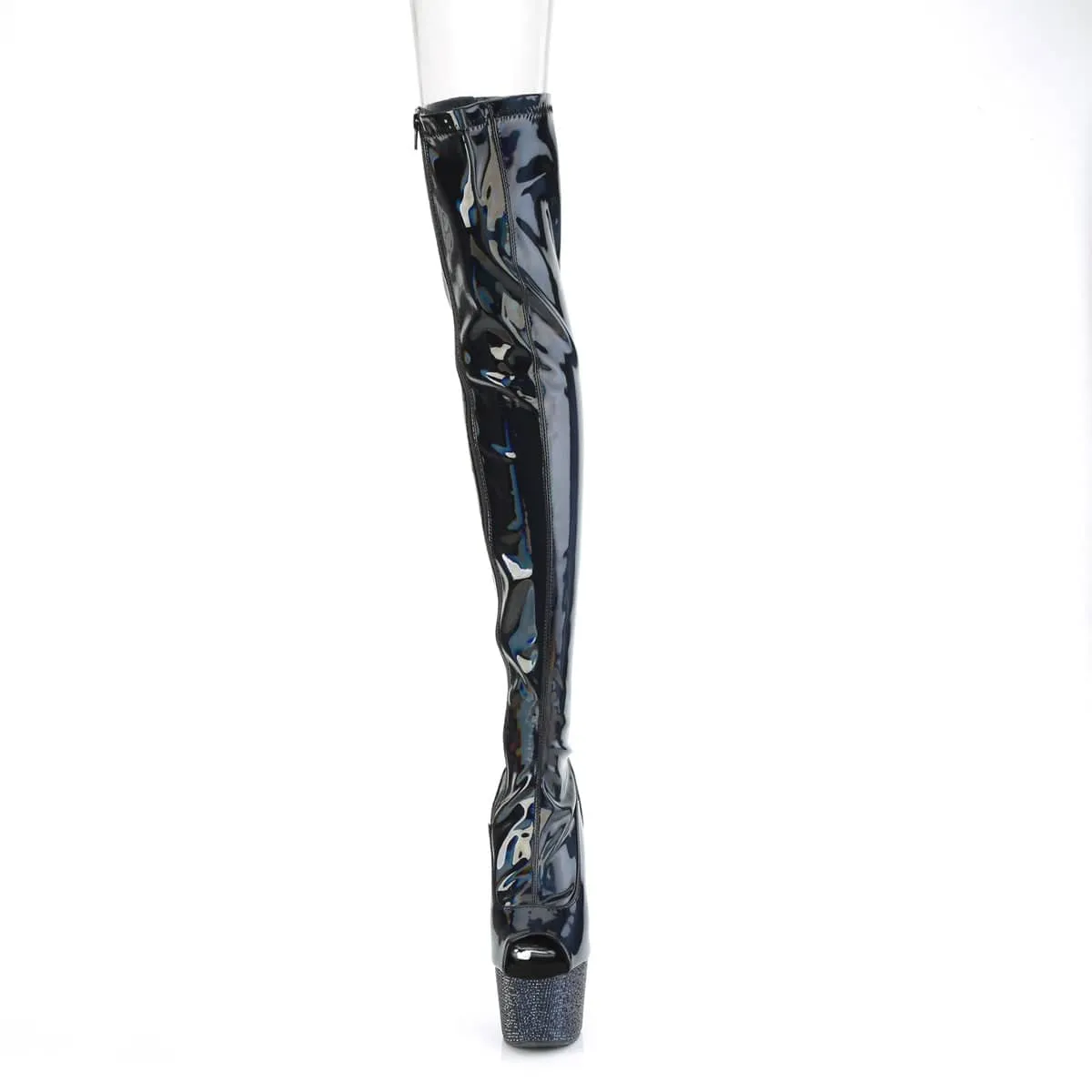 BEJEWELED-3011-7 Black Stretch Hologram Patent/Midnight Black Rhinestones