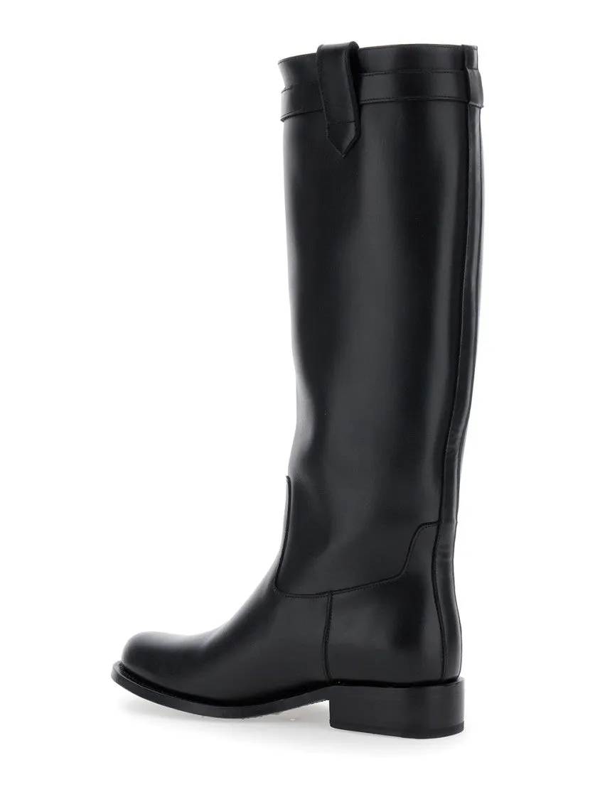Black High Boots With '95 Medusa Detail In Leather