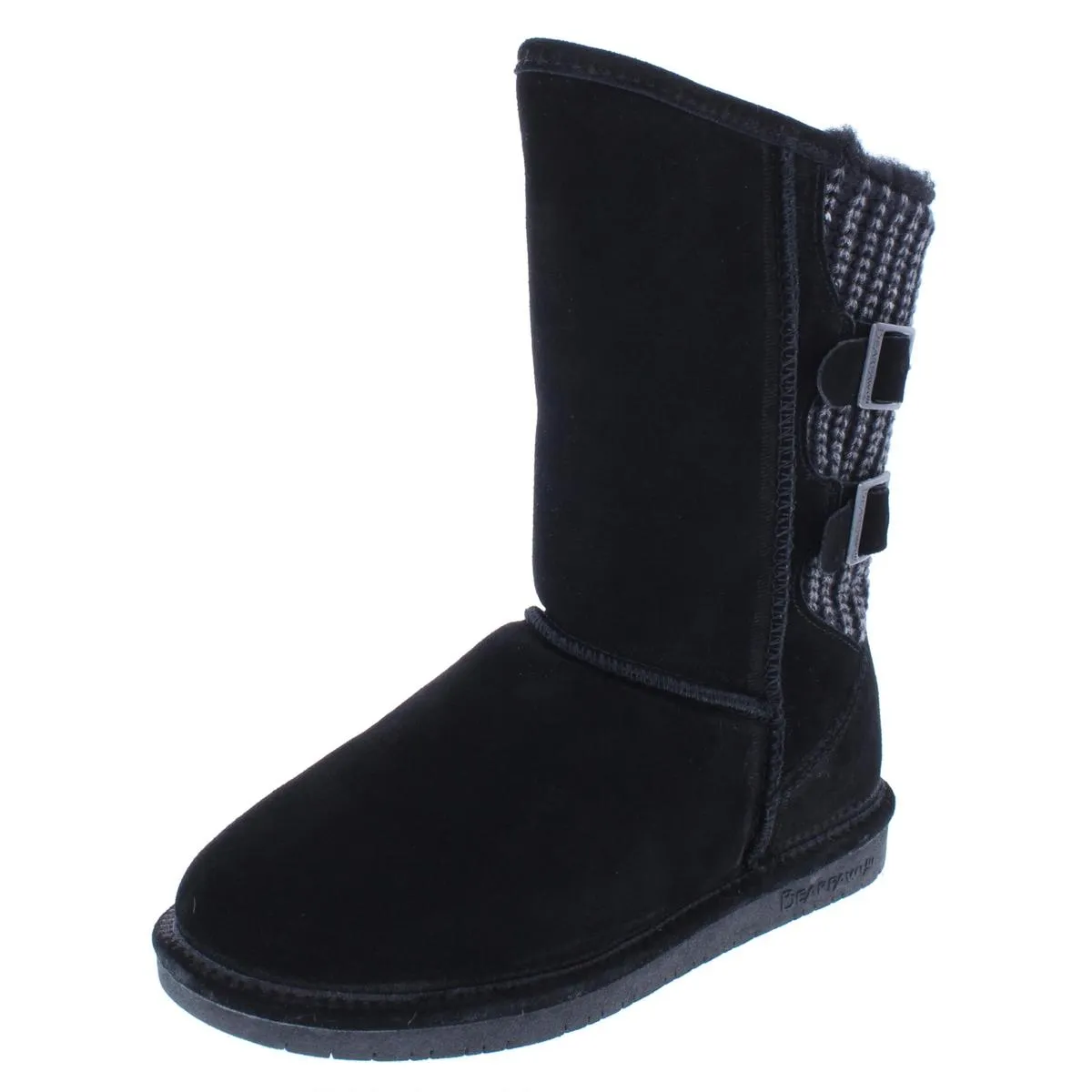 Boshie Womens Suede Knit Mid-Calf Boots