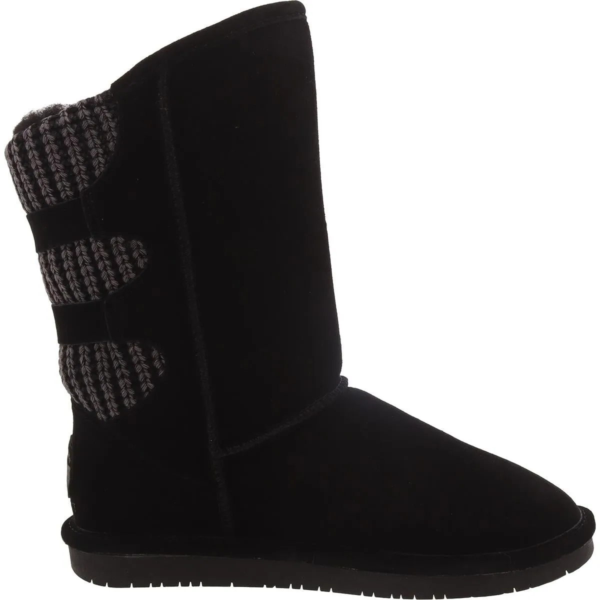 Boshie Womens Suede Knit Mid-Calf Boots