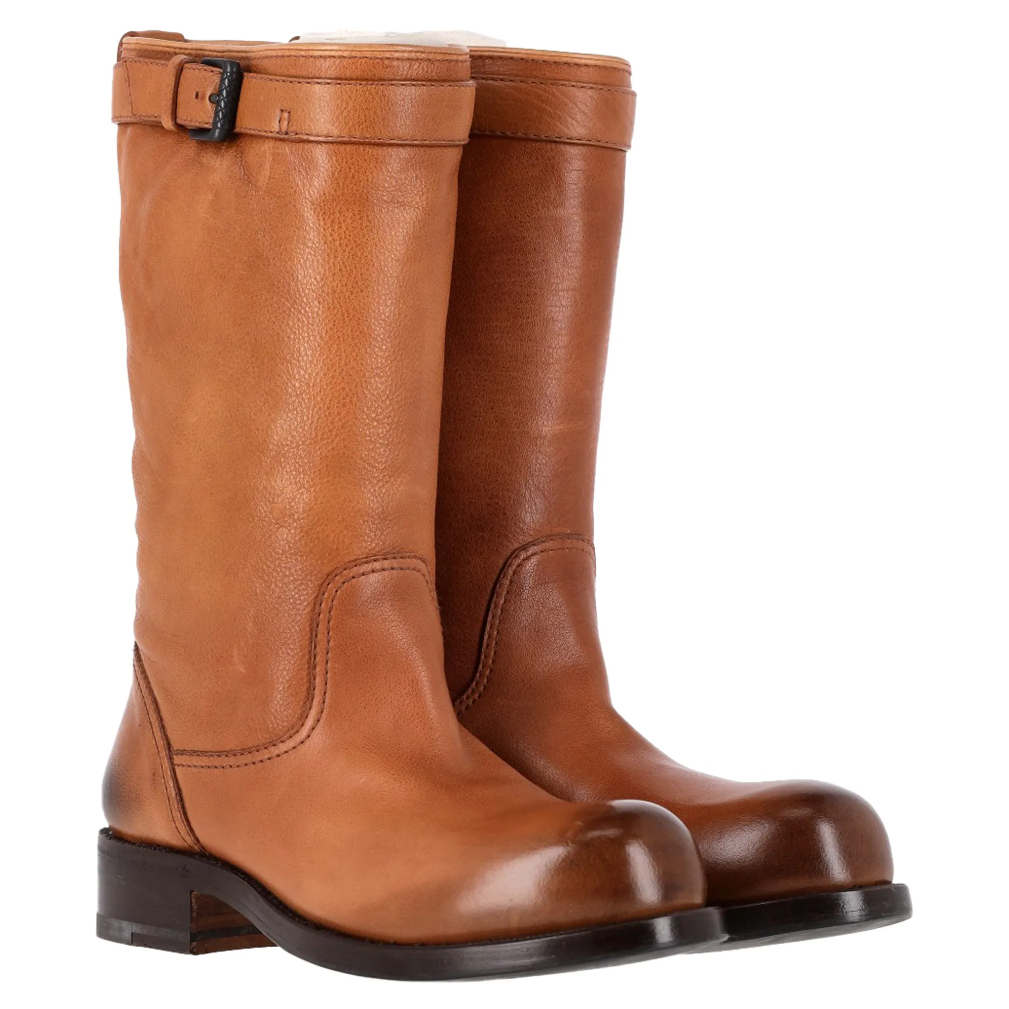 Bottega Veneta Biker Boots in Brown Leather