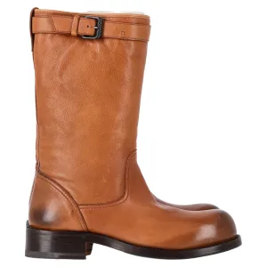 Bottega Veneta Biker Boots in Brown Leather