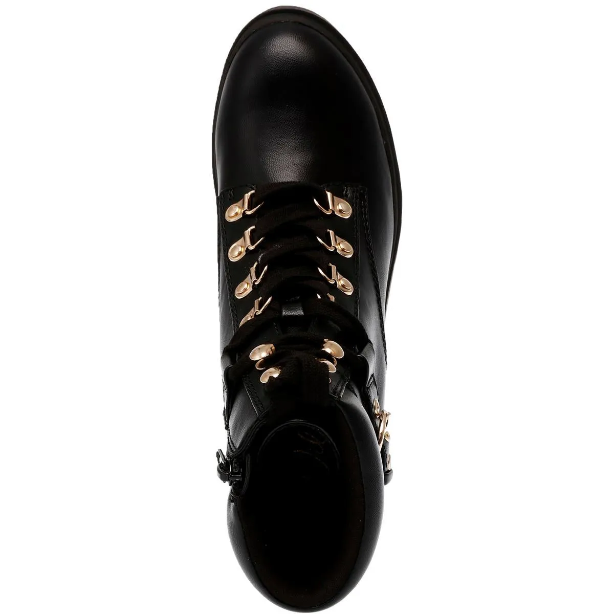 Bridgitt Womens Faux Leather Round Toe Combat & Lace-Up Boots