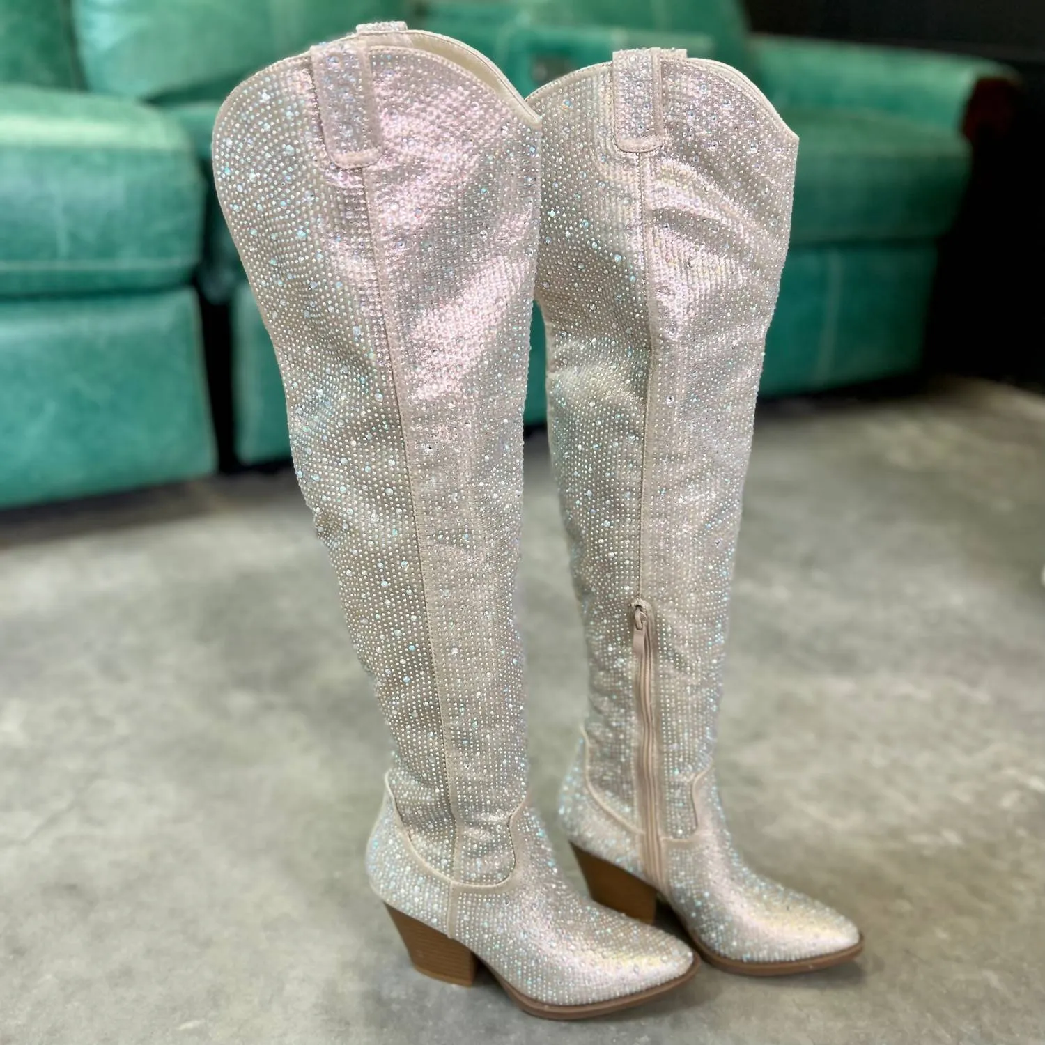 Bring Ya To Your Knees Boots In Champagne