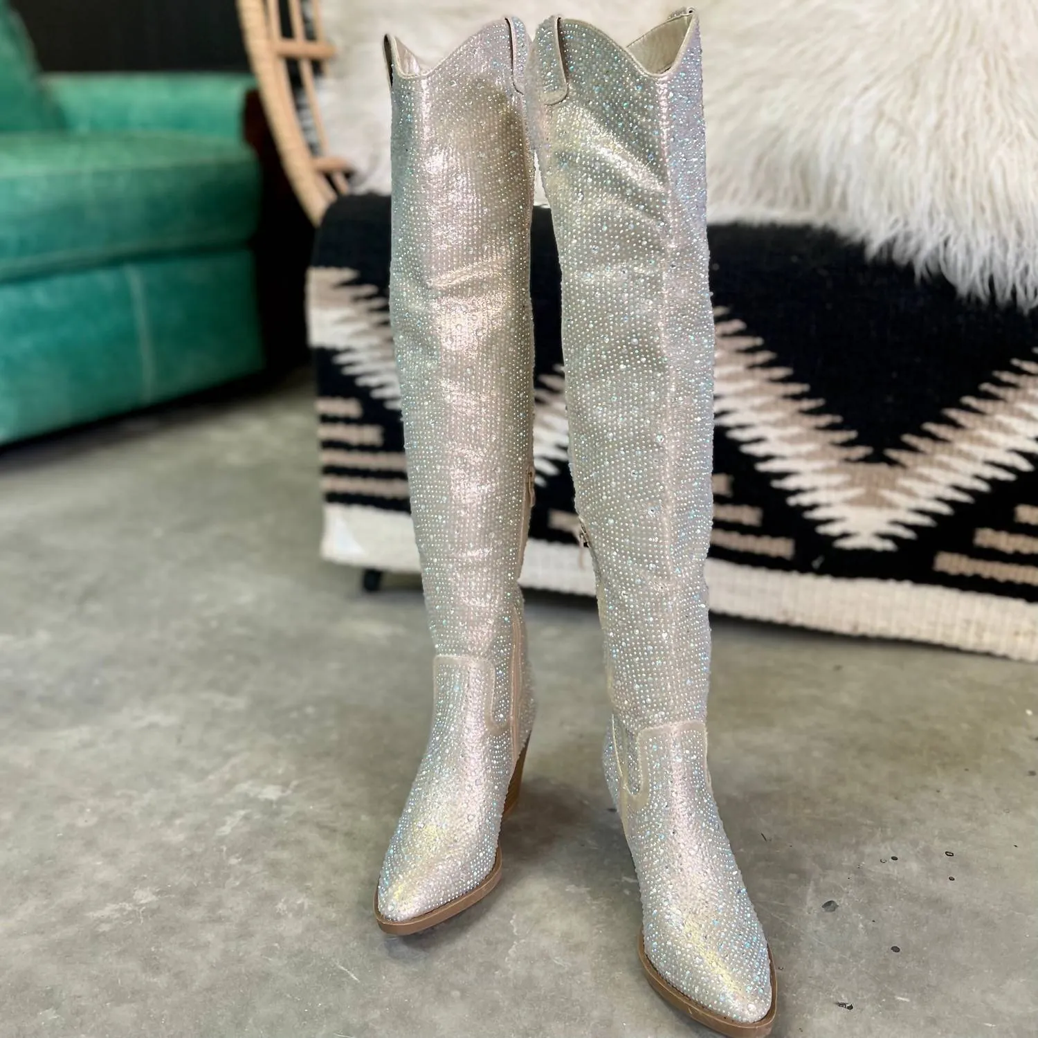 Bring Ya To Your Knees Boots In Champagne
