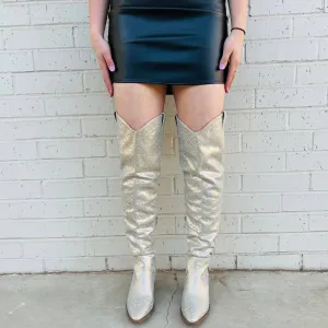 Bring Ya To Your Knees Boots In Champagne
