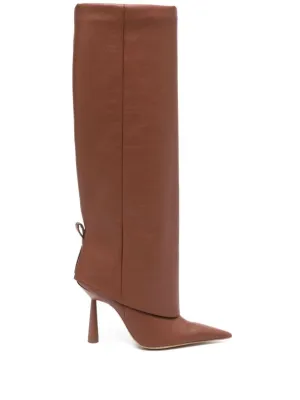 Brown Eco-Leather Knee-High Boots