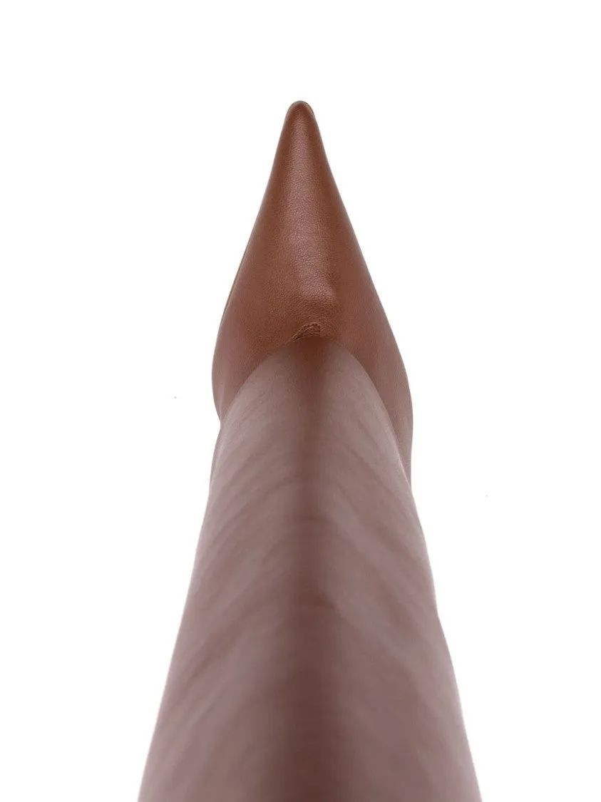 Brown Eco-Leather Knee-High Boots