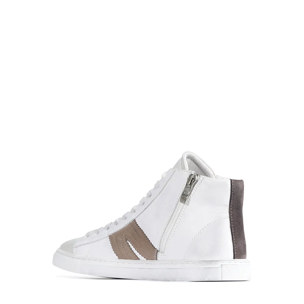 BURNISH LEATHER HIGH-TOP SNEAKERS