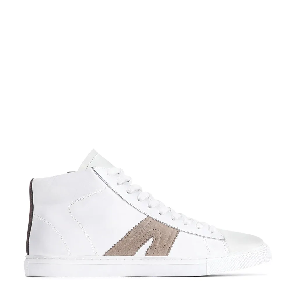 BURNISH LEATHER HIGH-TOP SNEAKERS