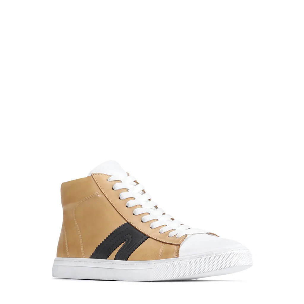 BURNISH LEATHER HIGH-TOP SNEAKERS
